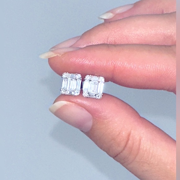 Pair of Gorgeous Natural Tiffany Cut 💎 DIAMOND 💎 Earrings - Picture 6 of 12